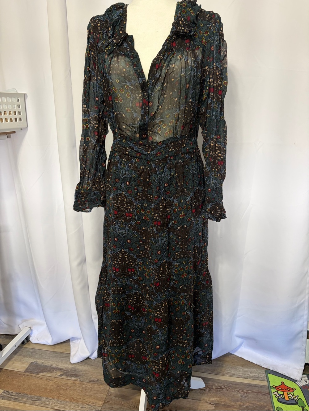 Black Sheer Floral Maxi Dress